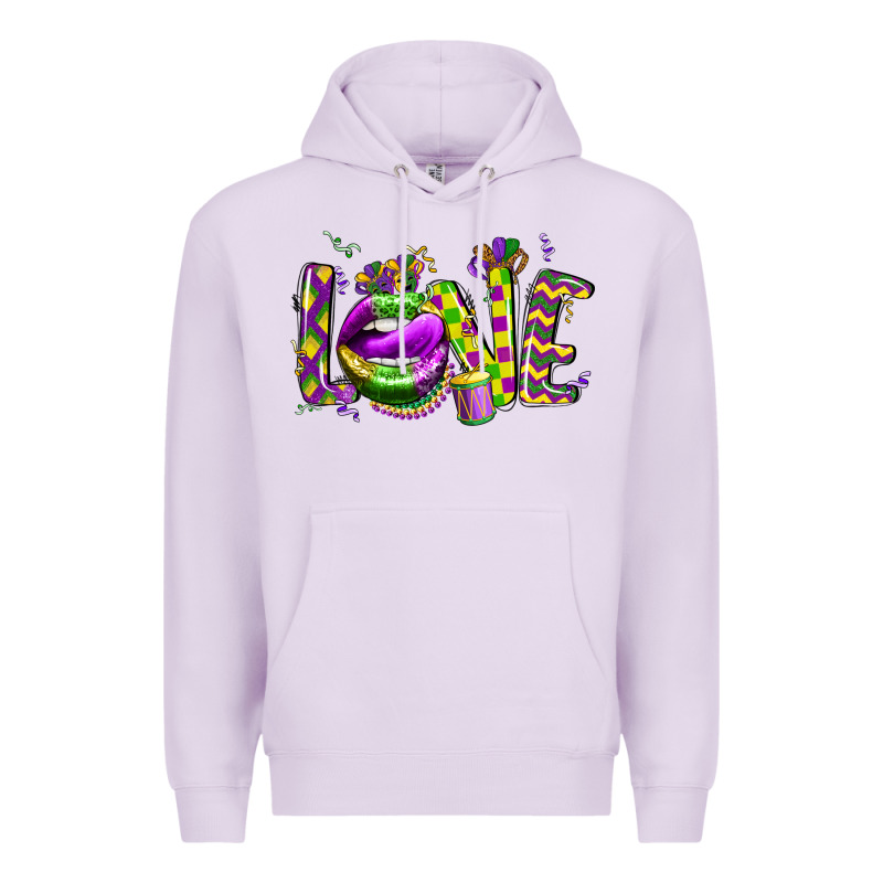 Mardi Gras Love Lips Premium Hoodie by CowGirlArtShop | Teevron