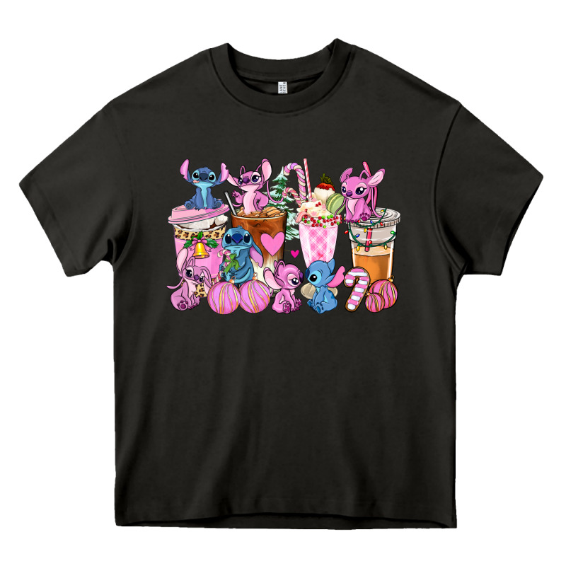 Stitch And Lilo Pink Christmas Coffee Cups Heavy Core Tee by AdoDesignShop | Teevron