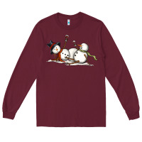 Burgundy snowman with wine Long Sleeve Tee - MaliasSmallBusiness