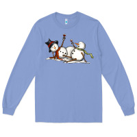 Colony Blue snowman with wine Long Sleeve Tee - MaliasSmallBusiness