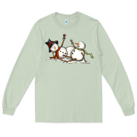Matcha snowman with wine Long Sleeve Tee - MaliasSmallBusiness