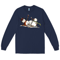 Navy snowman with wine Long Sleeve Tee - MaliasSmallBusiness