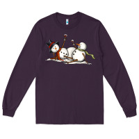 Plum snowman with wine Long Sleeve Tee - MaliasSmallBusiness