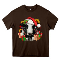 Chocolate Brown christmas holstein Heavy Core Tee - JahusDesignShop