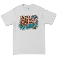 Dove Grey Leopard Wood Cowhide Pattern Mixed Western Frame Premium Tee - Bettercallsaul