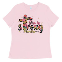 Bubblegum Pink she is strong proverbs 31 25 Ladies Tee - JahusDesignShop