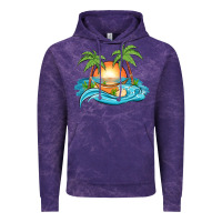 Cloud Purple sunset beach scene Vintage Hoodie - MaliasSmallBusiness