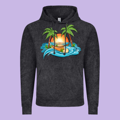 Sunset Beach Scene Vintage Hoodie Designed By Maliassmallbusiness