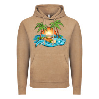 Vintage Coffee sunset beach scene Vintage Hoodie - MaliasSmallBusiness