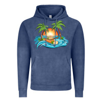 Vintage Denim sunset beach scene Vintage Hoodie - MaliasSmallBusiness