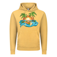 Vintage Mustard sunset beach scene Vintage Hoodie - MaliasSmallBusiness