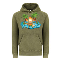 Vintage Olive sunset beach scene Vintage Hoodie - MaliasSmallBusiness