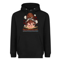 Black Messy bun Baseball Heavyweight Hoodie - HowdyJamesFarm