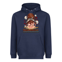 Navy Messy bun Baseball Heavyweight Hoodie - HowdyJamesFarm