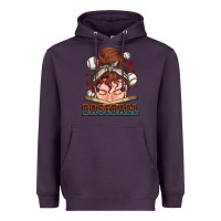 Plum Messy bun Baseball Heavyweight Hoodie - HowdyJamesFarm