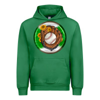 Emerald baseball with sunflower round earrings Urban Hoodie - BundleAndBundleShop