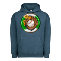 Pigment Midnight Navy baseball with sunflower round earrings Urban Hoodie - BundleAndBundleShop