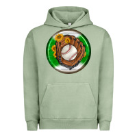 Pigment Oil Green baseball with sunflower round earrings Urban Hoodie - BundleAndBundleShop