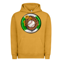 Pigment Peanut Butter baseball with sunflower round earrings Urban Hoodie - BundleAndBundleShop