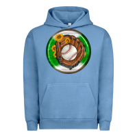 Pigment Pebble Blue baseball with sunflower round earrings Urban Hoodie - BundleAndBundleShop