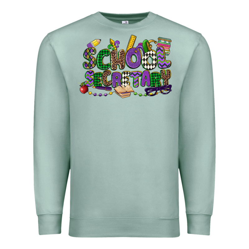 School Secretary Mardi Gras Premium Sweatshirt by CowGirlArtShop | Teevron
