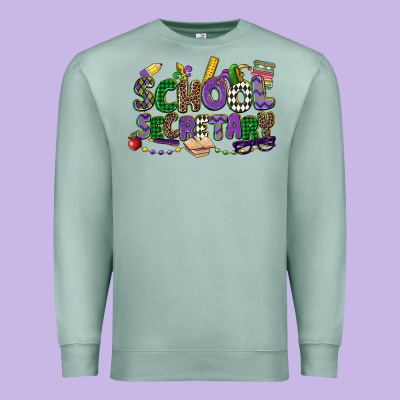School Secretary Mardi Gras Premium Sweatshirt Designed By Cowgirlartshop