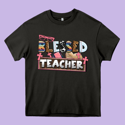 Blessed Teacher Heavy Core Tee Designed By Adodesignshop