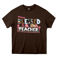 Chocolate Brown blessed teacher Heavy Core Tee - AdoDesignShop