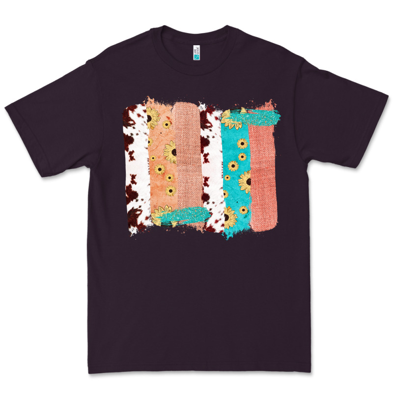 Western Cowhide Sunflower Jute Glitter Farm Life Brush Stroke Premium Tee by Bettercallsaul | Teevron