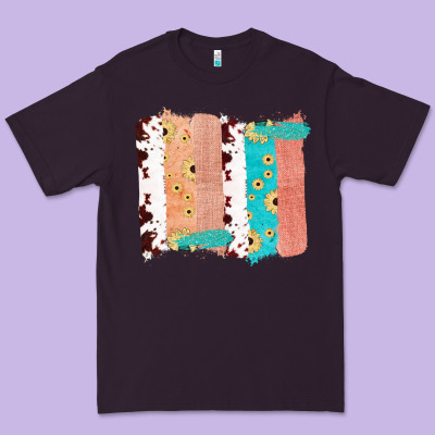 Western Cowhide Sunflower Jute Glitter Farm Life Brush Stroke Premium Tee Designed By Bettercallsaul