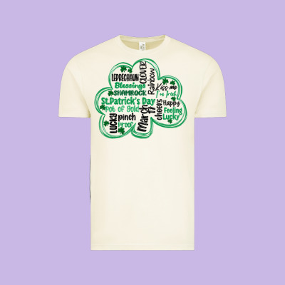 St Patricks Day Shamrock Typography Vintage Tee Designed By Maliassmallbusiness