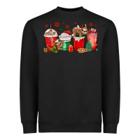 Black christmas sloth coffee cups Heavyweight Sweatshirt - MaliasSmallBusiness