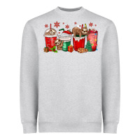 Heather Grey christmas sloth coffee cups Heavyweight Sweatshirt - MaliasSmallBusiness