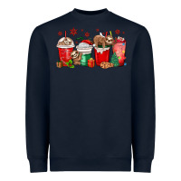 Navy christmas sloth coffee cups Heavyweight Sweatshirt - MaliasSmallBusiness