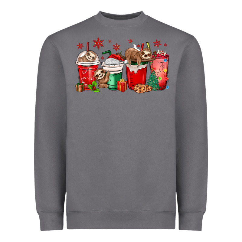 Christmas Sloth Coffee Cups Heavyweight Sweatshirt by MaliasSmallBusiness | Teevron