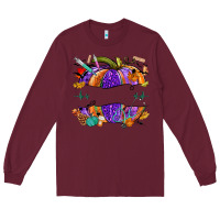 Burgundy halloween nurse pumpkin custom name Long Sleeve Tee - NancyCooperArtShop