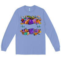 Colony Blue halloween nurse pumpkin custom name Long Sleeve Tee - NancyCooperArtShop