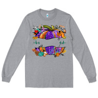 Heather Grey halloween nurse pumpkin custom name Long Sleeve Tee - NancyCooperArtShop