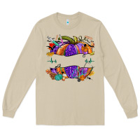 Mushroom halloween nurse pumpkin custom name Long Sleeve Tee - NancyCooperArtShop