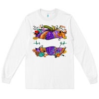 White halloween nurse pumpkin custom name Long Sleeve Tee - NancyCooperArtShop