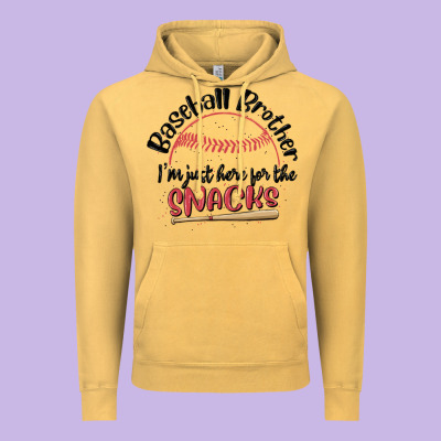 Baseball Brother I'm Just Here For The Snacks Vintage Hoodie Designed By Maliassmallbusiness