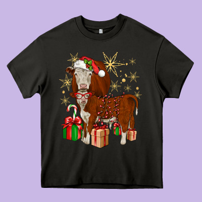 Christmas Hereford Heavy Core Tee Designed By Jahusdesignshop