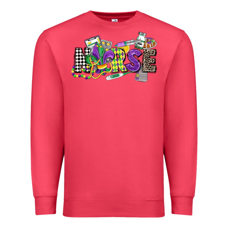 Nurse Mardi Gras Premium Sweatshirt by CowGirlArtShop | Teevron