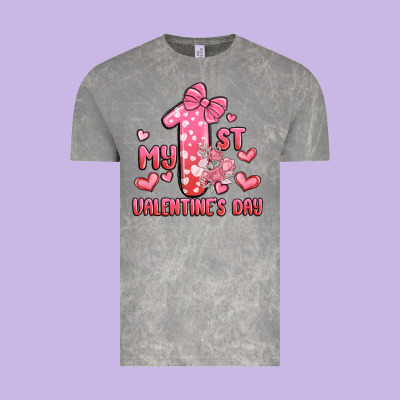 My First Valentines Day Vintage Tee Designed By Maliassmallbusiness