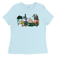 Baby Blue hunter green hockey coffee cups Ladies Tee - AdoDesignShop