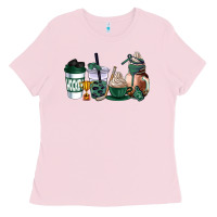 Bubblegum Pink hunter green hockey coffee cups Ladies Tee - AdoDesignShop