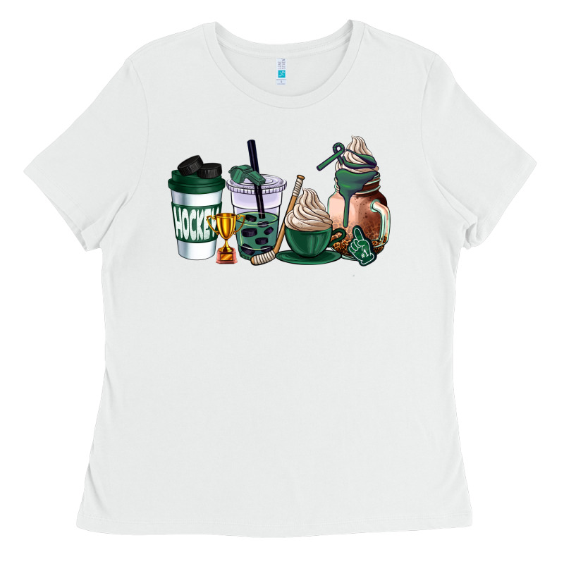 Hunter Green Hockey Coffee Cups Ladies Tee by AdoDesignShop | Teevron