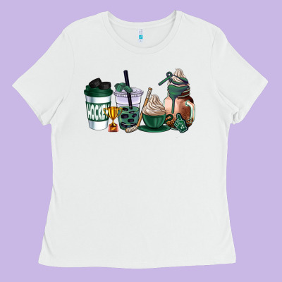Hunter Green Hockey Coffee Cups Ladies Tee Designed By Adodesignshop