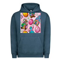 Pigment Midnight Navy Easter Gnomies Seamless Pattern Urban Hoodie - BundleAndBundleShop