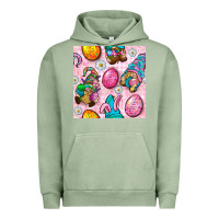 Pigment Oil Green Easter Gnomies Seamless Pattern Urban Hoodie - BundleAndBundleShop